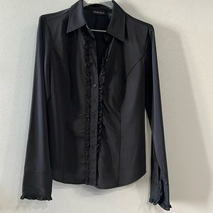 New York & Co black ruffle front blouse